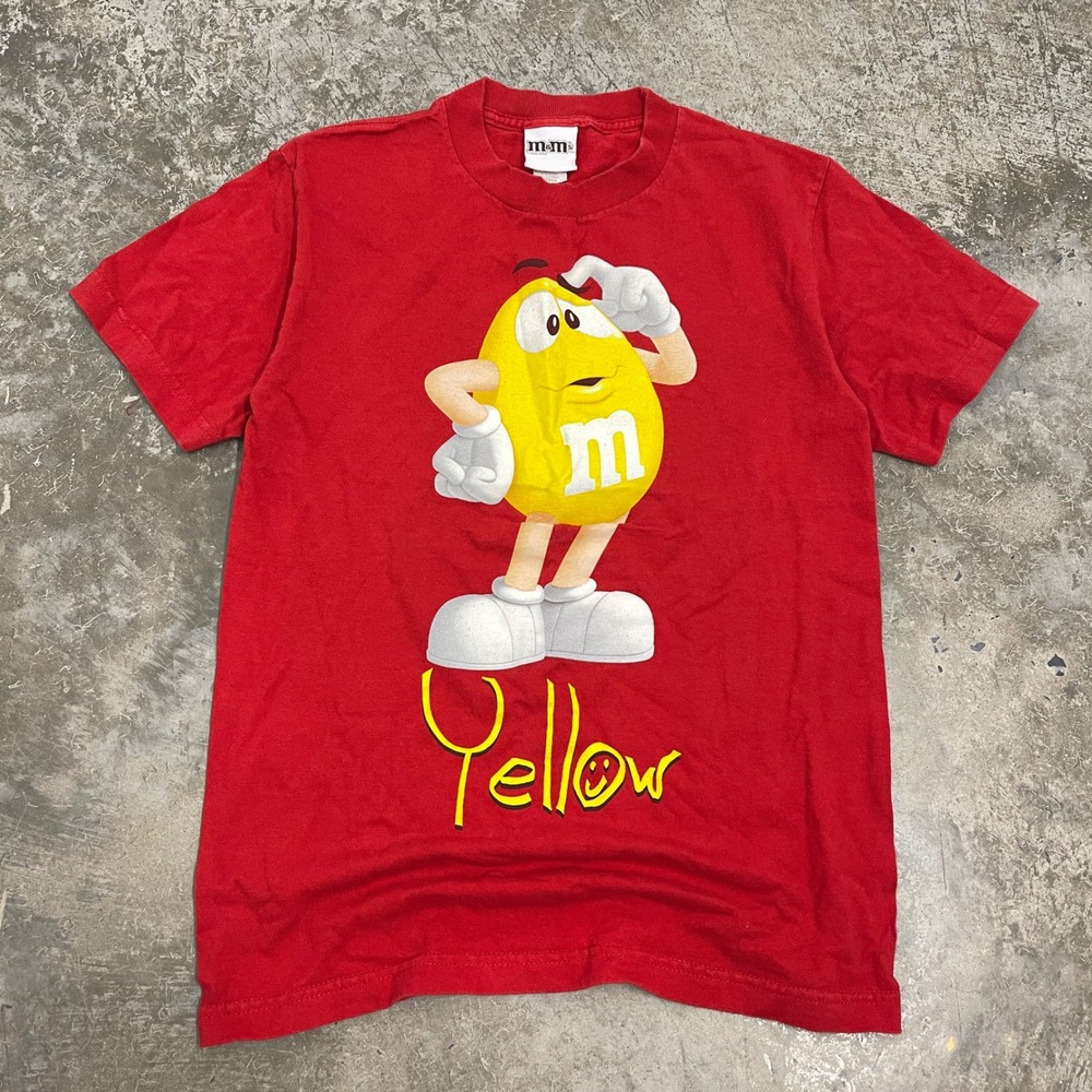 M&Ms World Mens Small Red Yellow Character Graphic T-Shirt 2011 Mars Candy Tee